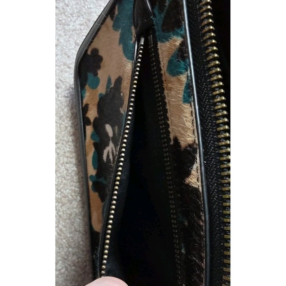 Coach Leaf Nolita 24 Printed Black/Tan Leather Handbag Clutch Wristlet F58412